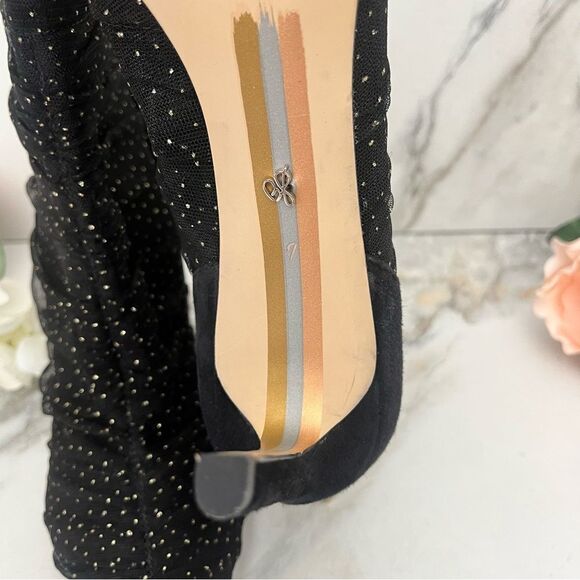 SAM EDELMAN Farren Tulle Pointed-Toe Booties in Black Size 7 NEW - Picture 15 of 16